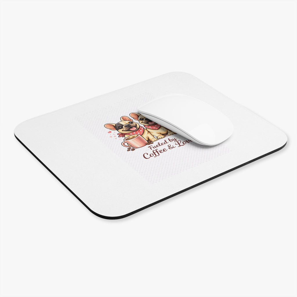 Fueled by Coffee and Love Cute French Bulldog Desk Mat