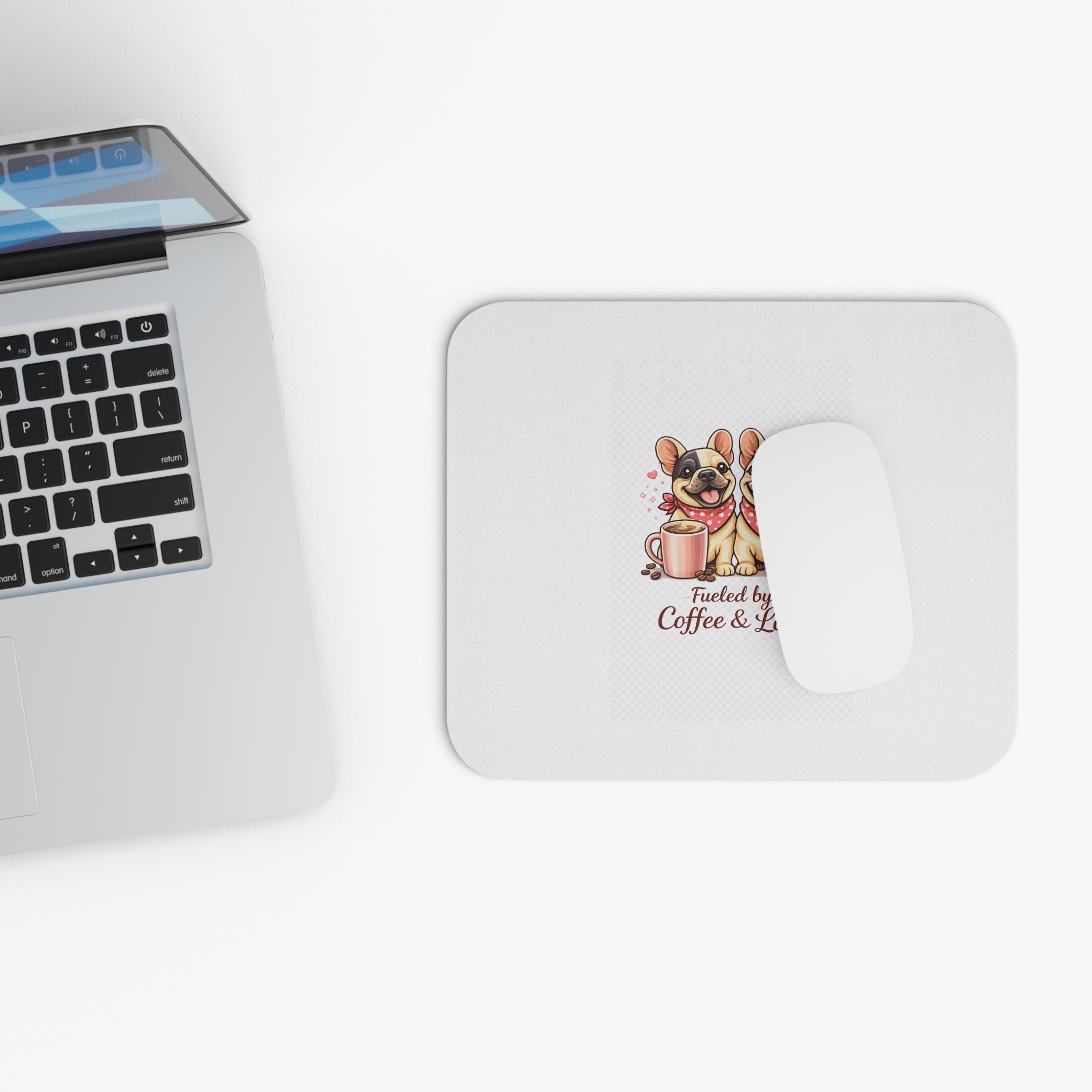 Fueled by Coffee and Love Cute French Bulldog Desk Mat